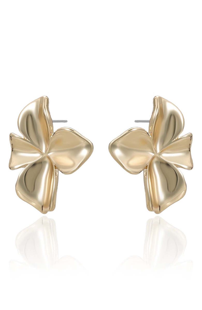 Ettika Flower Stud Earrings, Alternate, color, Gold