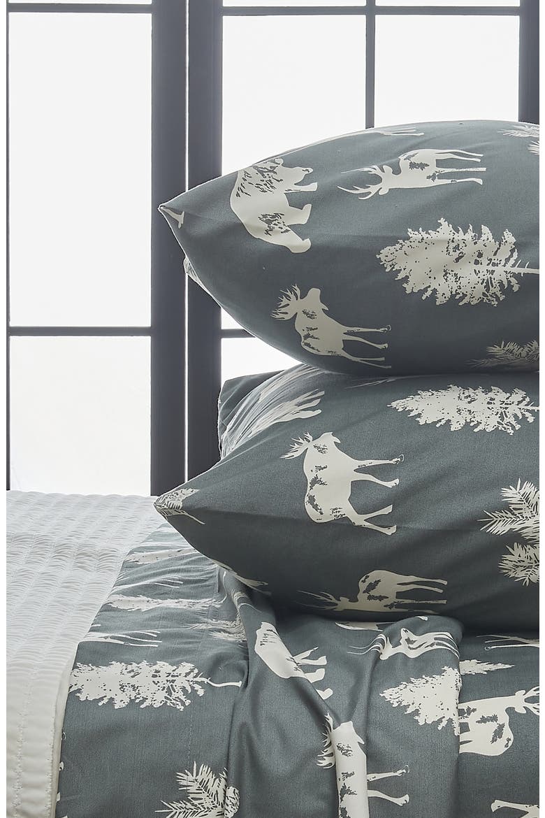 Lodge Print Microfiber Sheet Set, Alternate, color, DARK GREY