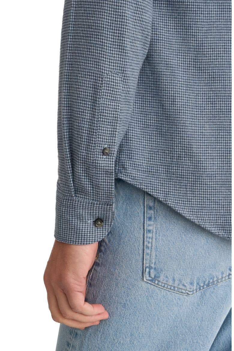 Houndstooth Check Flannel Shirt, Alternate, color, MEDIUM BLUE