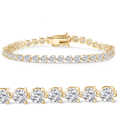 Certified 4.20Ct TW Diamond 3-Prong Tennis Bracelet 7" 14k Gold Lab Grown