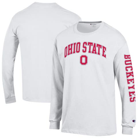 Men's Champion  White Ohio State Buckeyes Arch Over Logo 2-Hit Long Sleeve T-Shirt