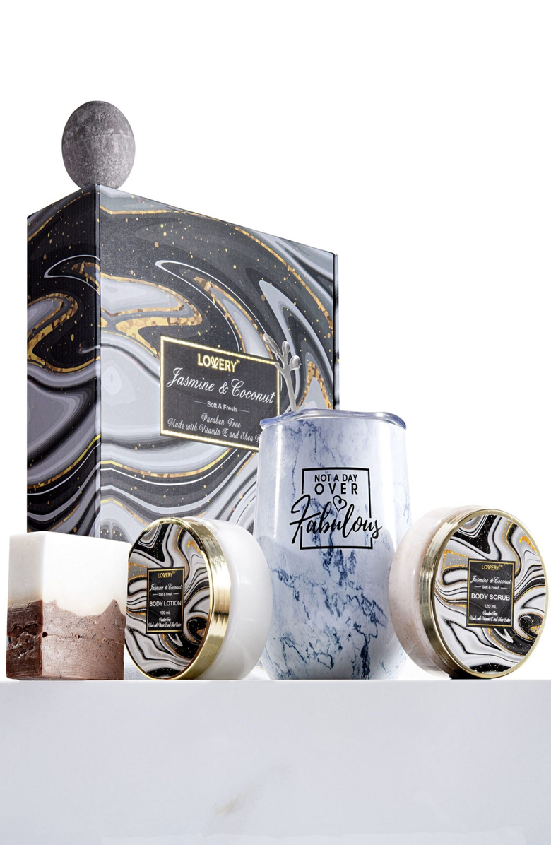 Lovery Spa Gift Box with Wine Tumbler, Alternate, color, 