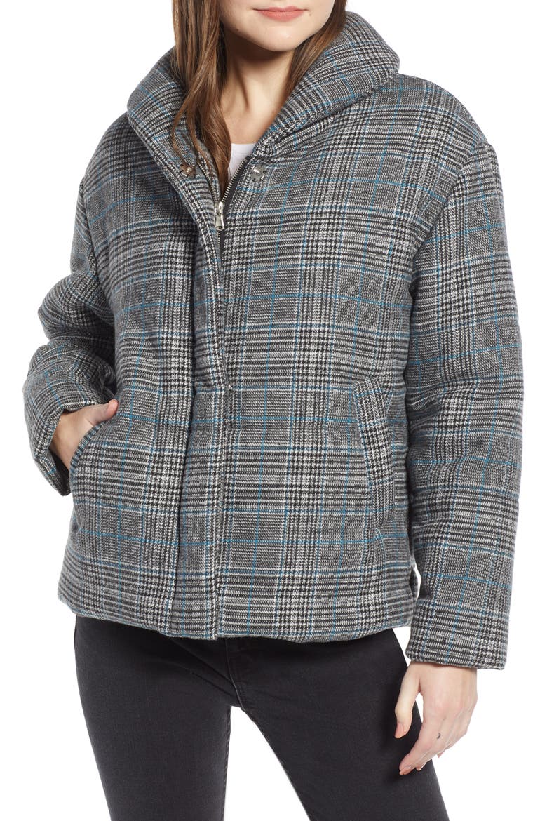Plaid Puffer Jacket (Nordstrom Exclusive), Main, color, GREY BLUE PLAID