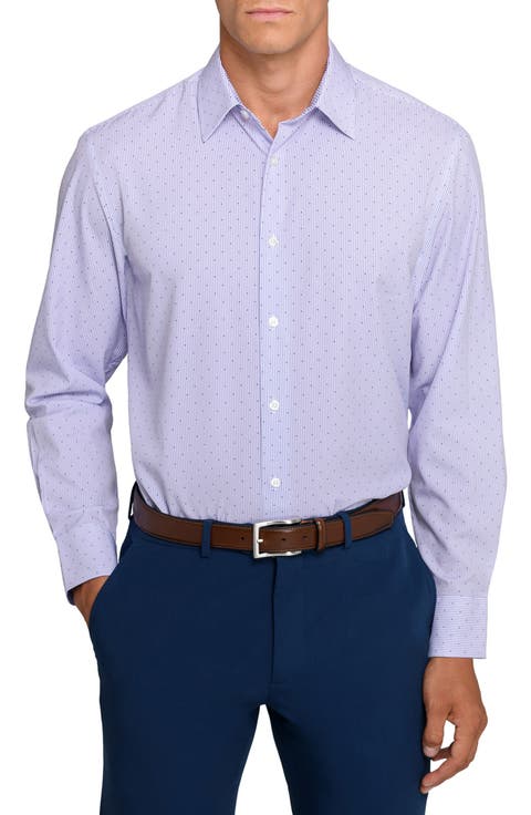 Regular Fit Stripe Dot Performance Dress Shirt