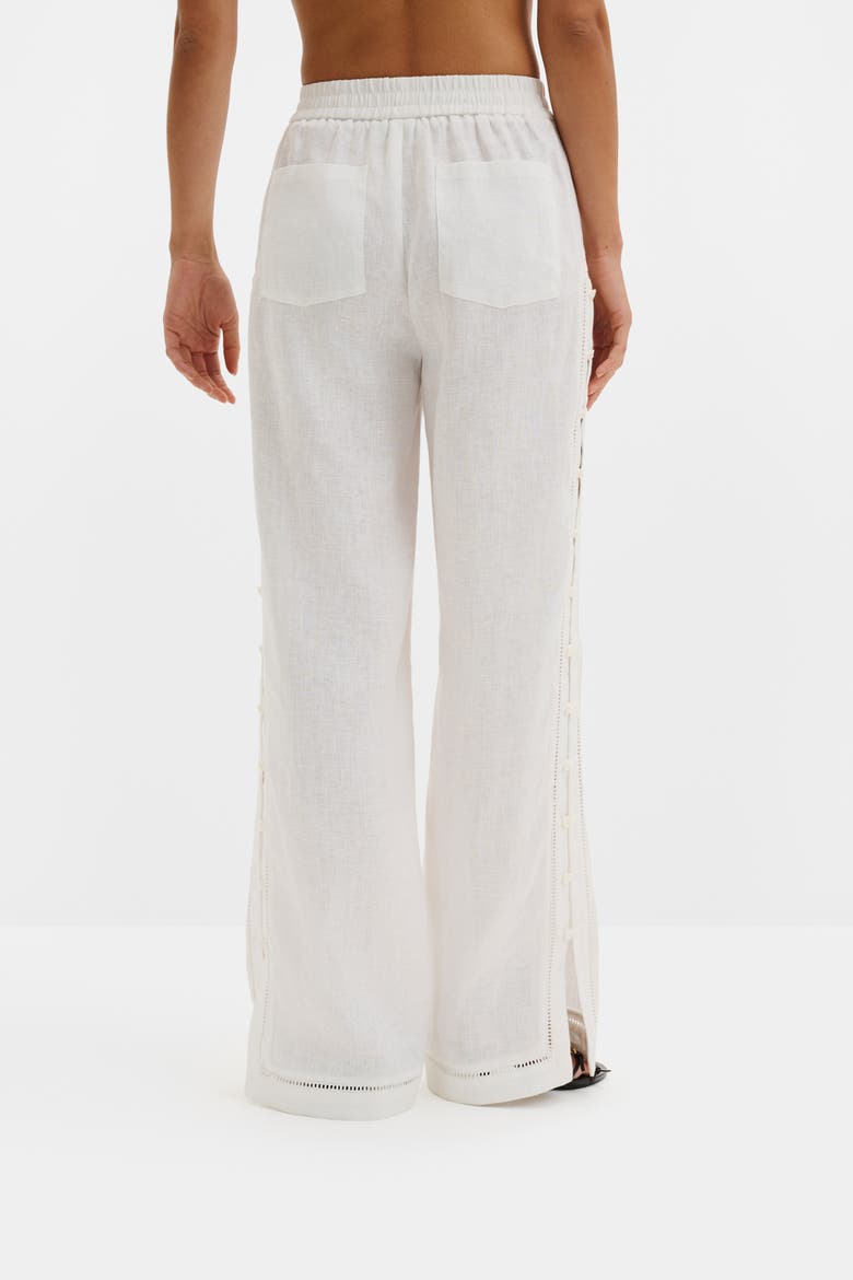 Alessandra Button Detailed Trousers, Alternate, color, White