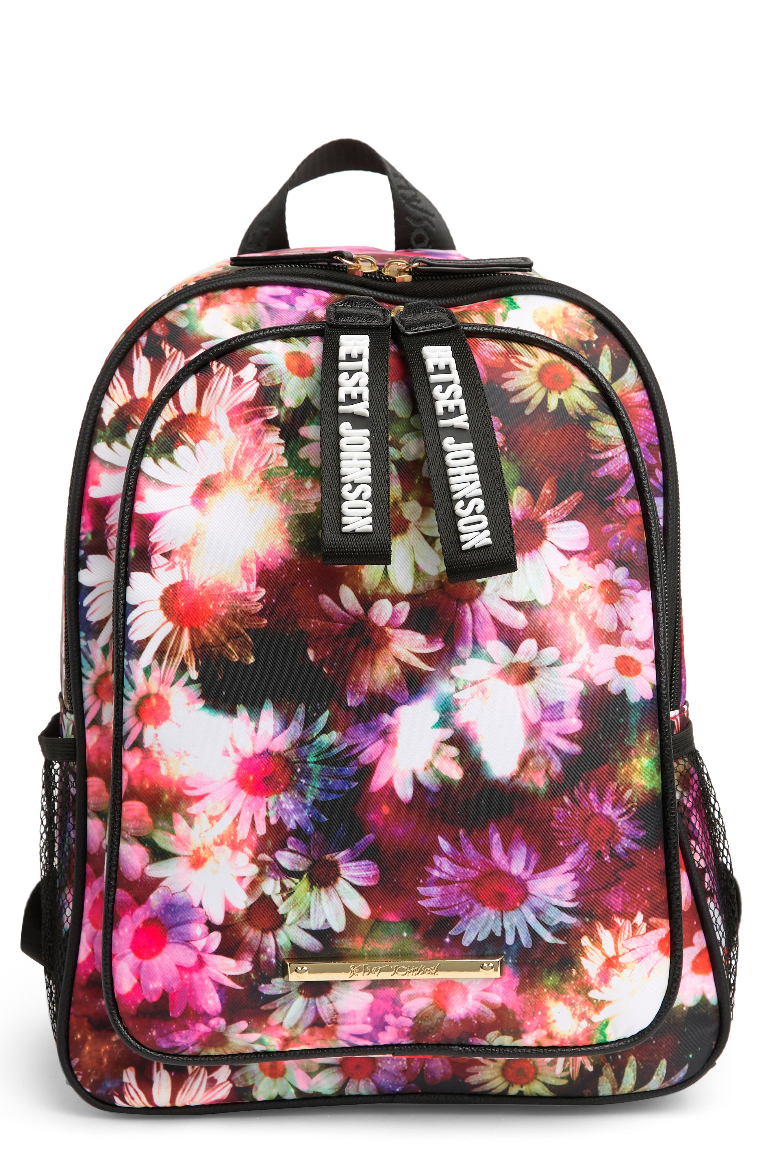 Betsey Johnson Printed Nylon Backpack, Main, color, 