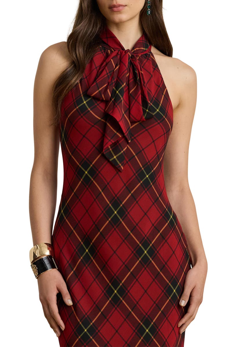 Lauren Ralph Lauren Plaid Ruffle Detail Gown, Alternate, color,