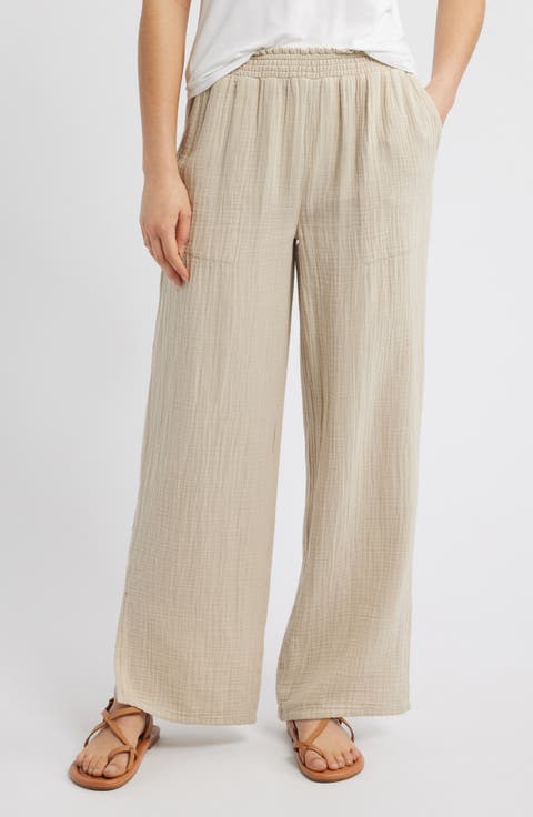 【BAON】Nanata Cat Washing Stitch Cotton Wide Pants Nika Lightweight Crepe Wide Leg Drawstring Pants – Elsie & Zoey