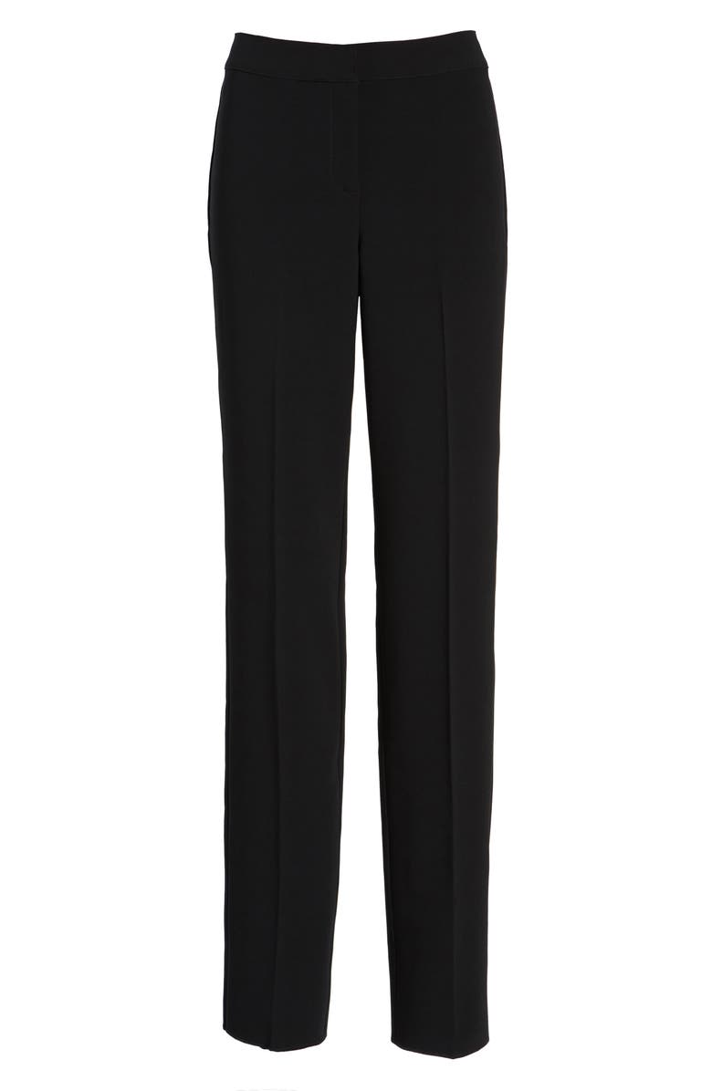 ST. JOHN Collection Diana Straight Leg Crepe Marocain Pants, Alternate, color, Caviar