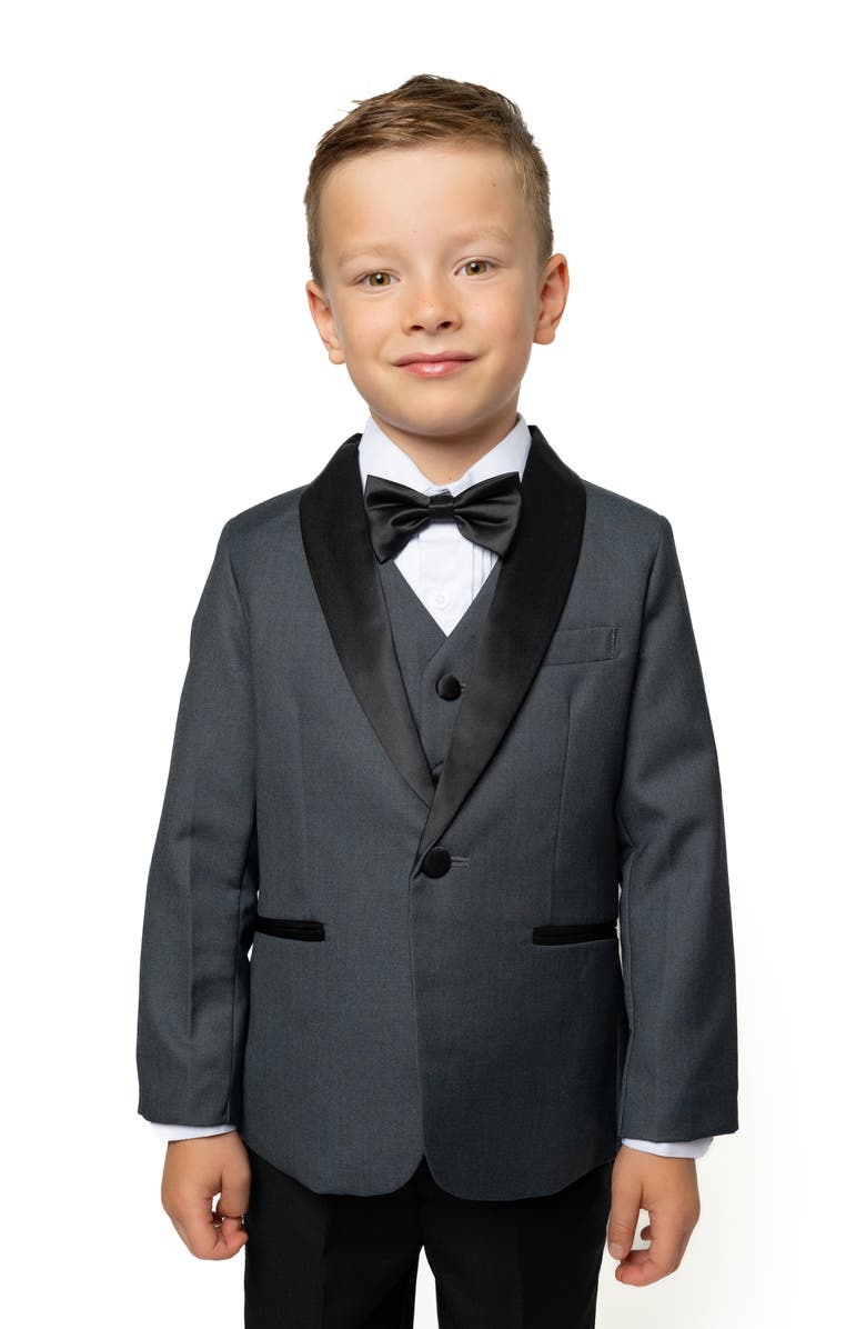 Peanut Butter Collection Kids' Love & Angels 5-Piece Slim Fit Tuxedo, Alternate, color, Charcoal