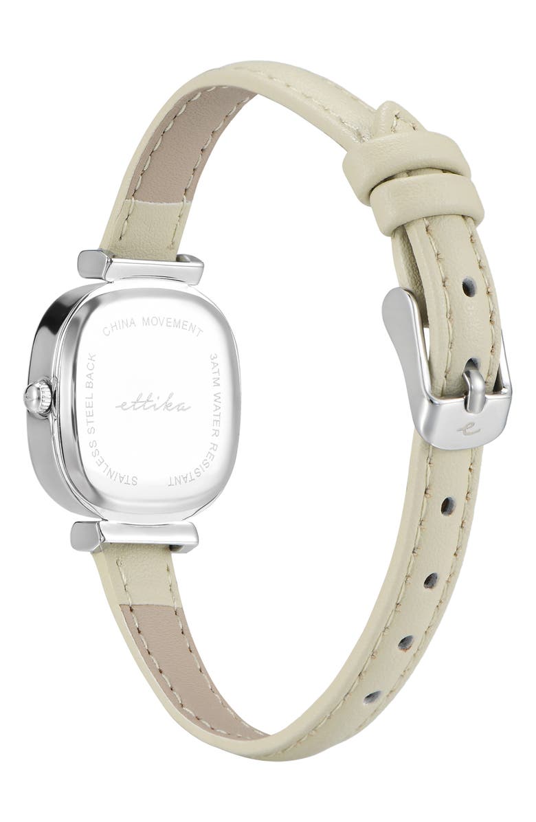 Ettika Square Case Leather Strap Watch, Alternate, color, Ivory