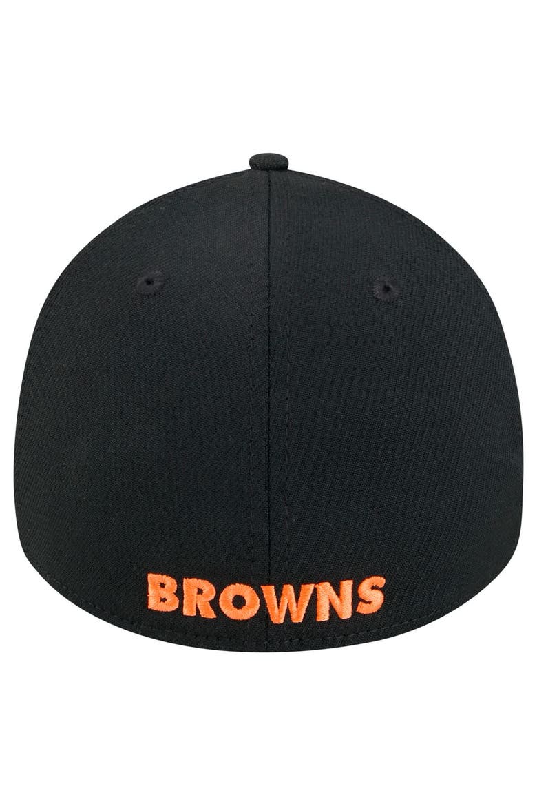Men's New Era Black Cleveland Browns Throwback Main 39THIRTY Flex Hat, Alternate, color, Black