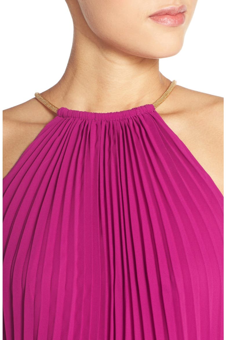 Xscape Pleated Chiffon Blouson Dress, Alternate, color, MAGENTA