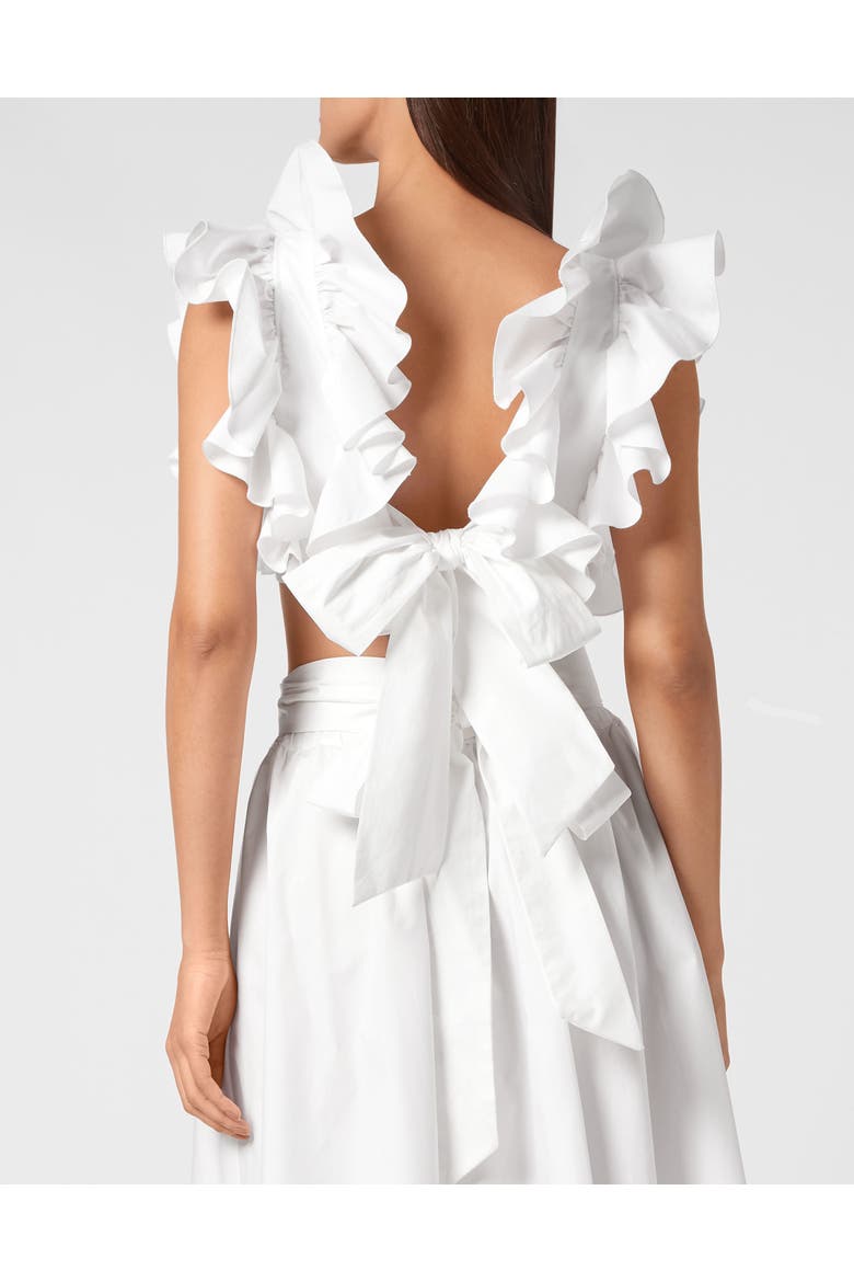 Volant Cropped Top Women, Alternate, color, white