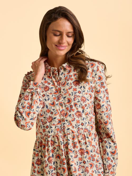 Brakeburn Bella Long Sleeve Shirt Midi Dress In Neutral