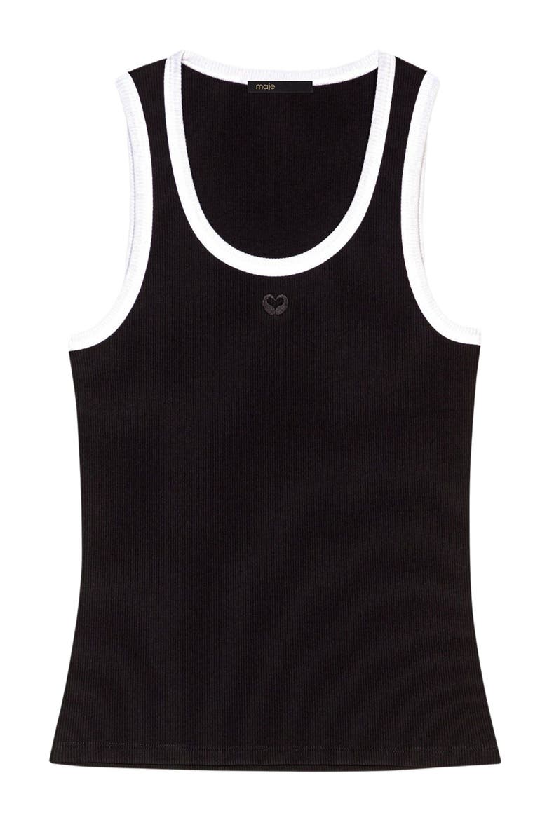 Ribbed Vest Top, Alternate, color, Black / white
