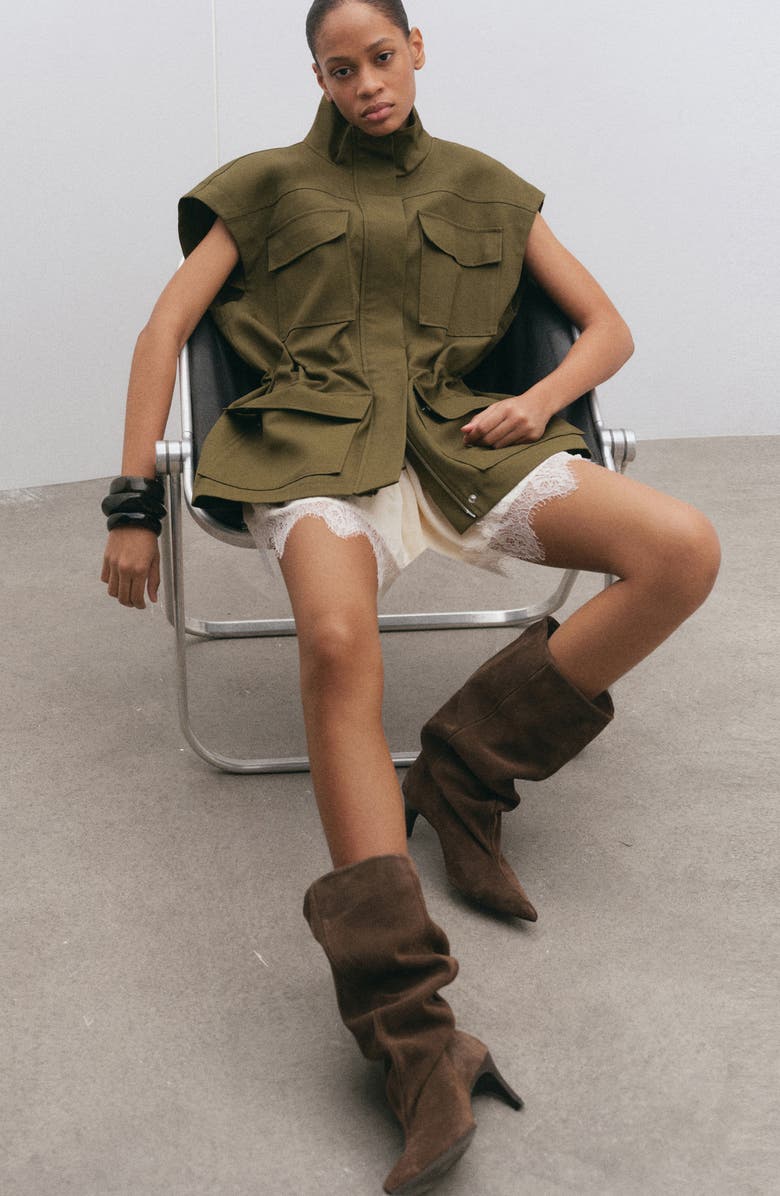 MANGO High Neck Pocket Cotton Vest, Alternate, color, 