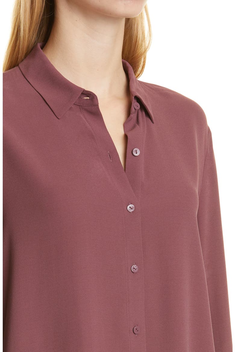 Classic Collar Easy Silk Button-Up Shirt, Alternate, color, FIG