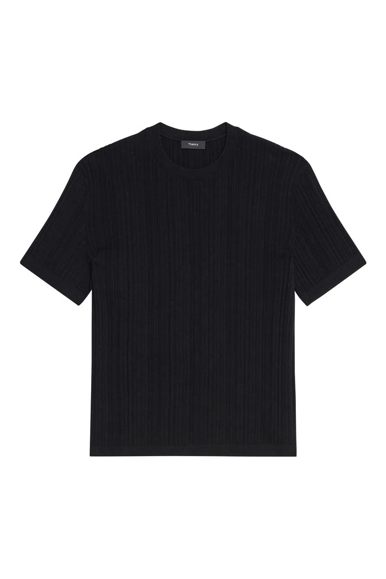Damian Rib Crewneck T-Shirt, Alternate, color, BLACK