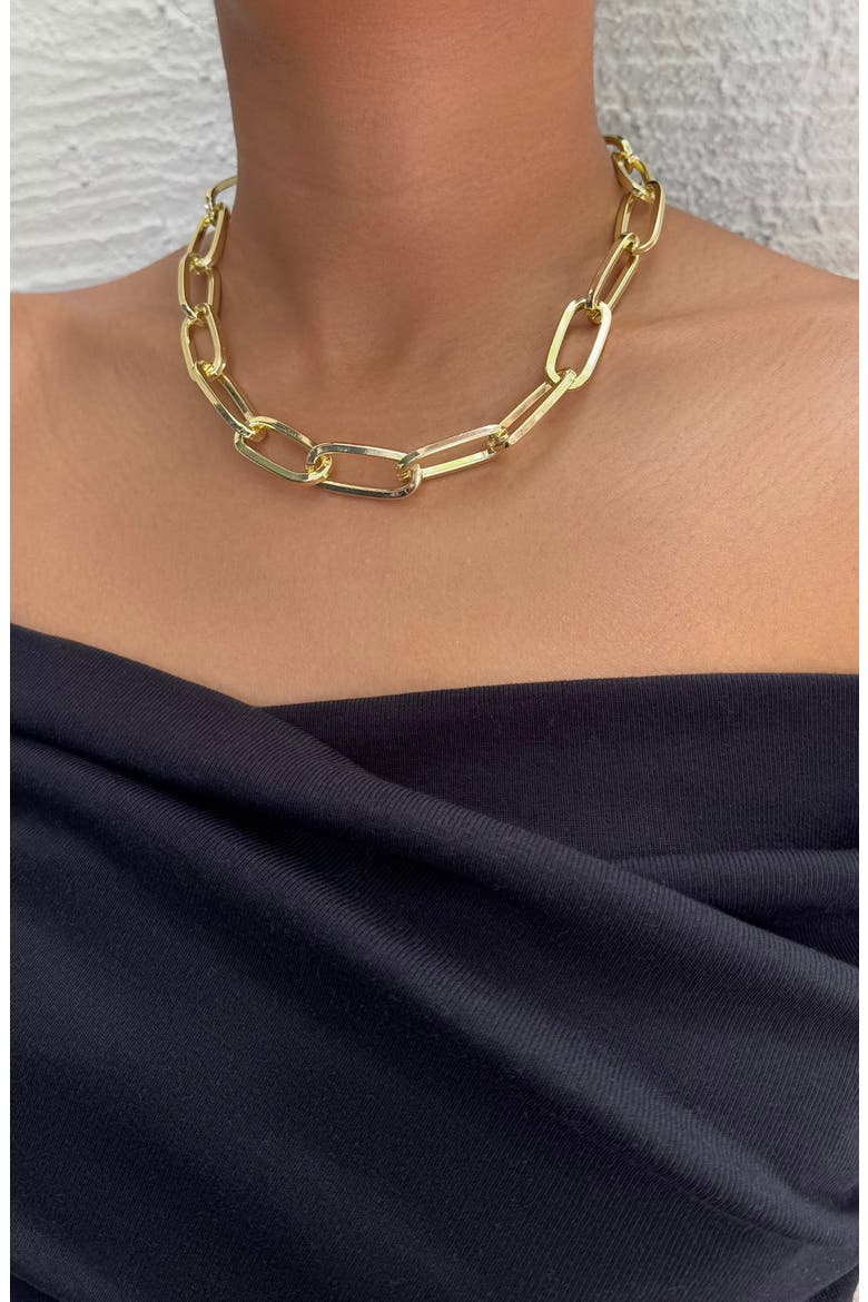 Chunky Paper Clip Chain Necklace, Alternate, color, GOLD