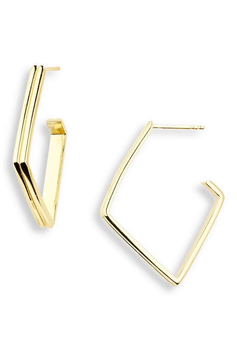Double Band Rhombus Hoop Earrings, Main, color, GOLD