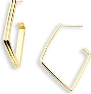 Argento Vivo Sterling Silver Double Band Rhombus Hoop Earrings