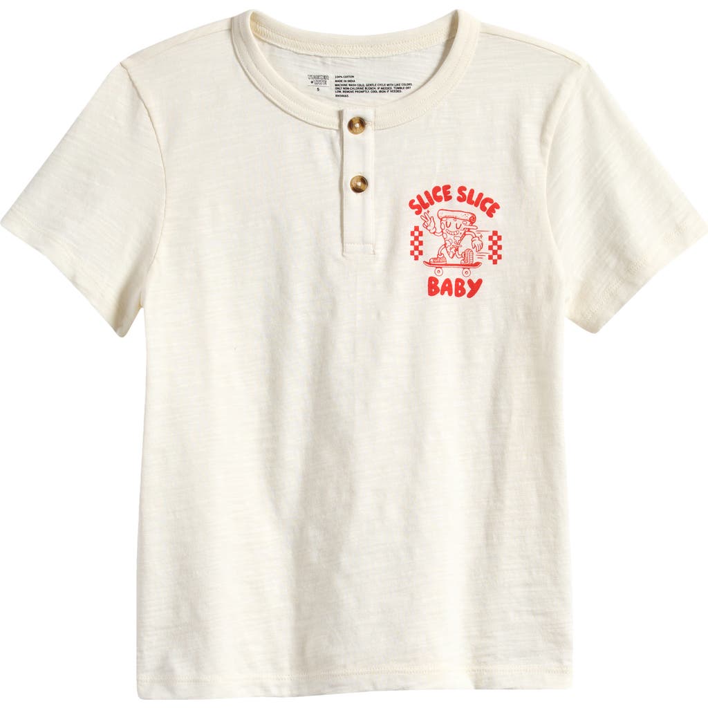 Tucker + Tate Kids' Pizza Slice Graphic Henley In Ivory Egret Pizza Slice