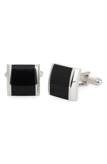 Perry Ellis Square Enamel Cuff Links In Blk