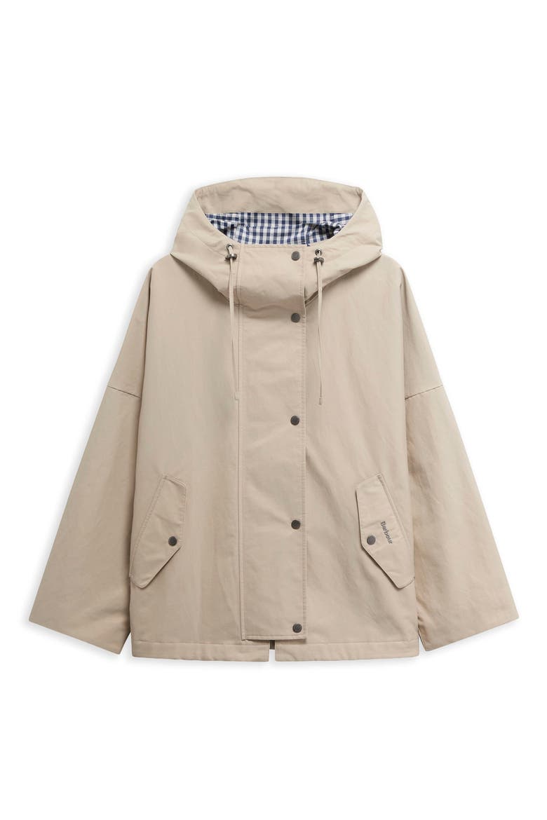 Kingswood Showerproof Hooded Jacket, Alternate, color, LIGHT SAND/ NAVY GINGHAM