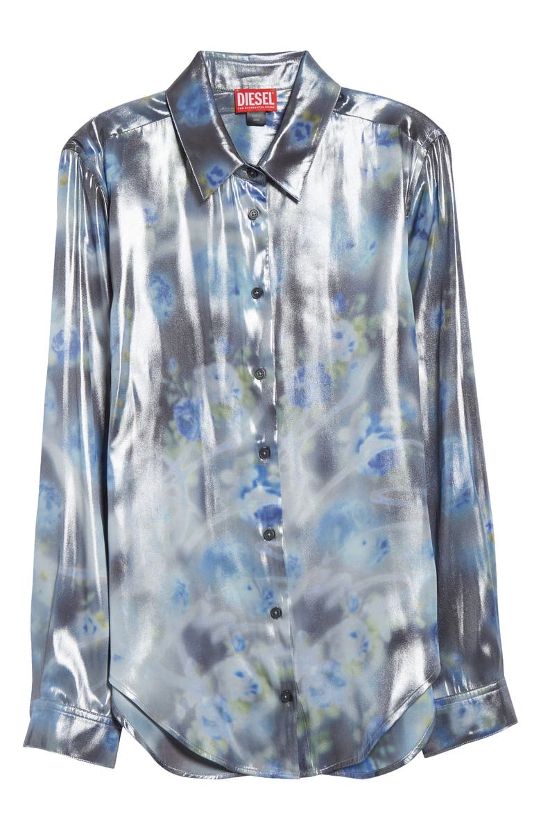 DIESEL<sup>®</sup> Ronor Floral Georgette Button-Up Shirt, Main, color, Black