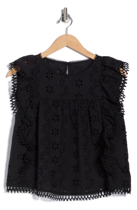 Cotton Eyelet Embroidered Top
