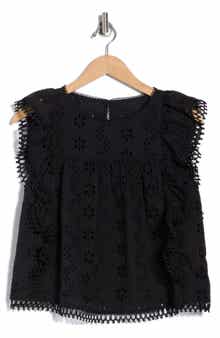 Melrose and Market Cotton Eyelet Embroidered Top