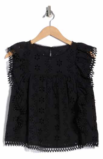 Melrose and Market Cotton Eyelet Embroidered Top