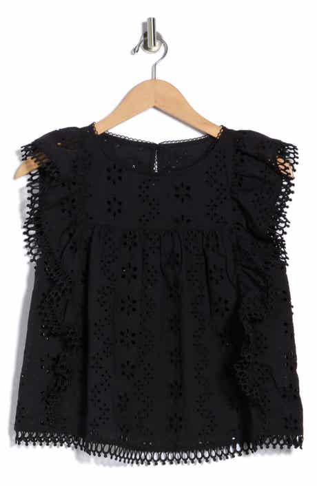 Melrose and Market Cotton Eyelet Embroidered Top