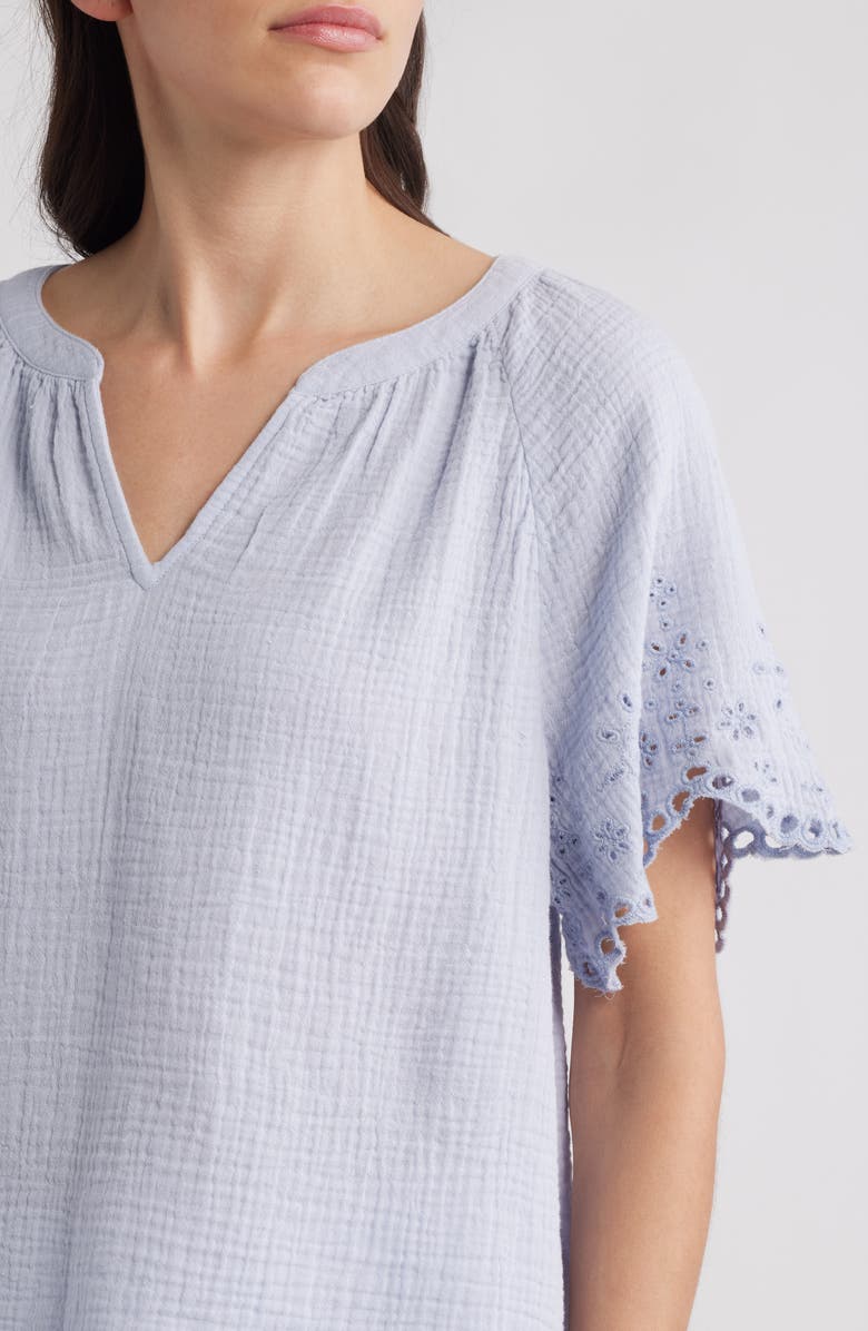 beachlunchlounge Dessa Eyelet Detail Cotton Top, Alternate, color, Sail Blue