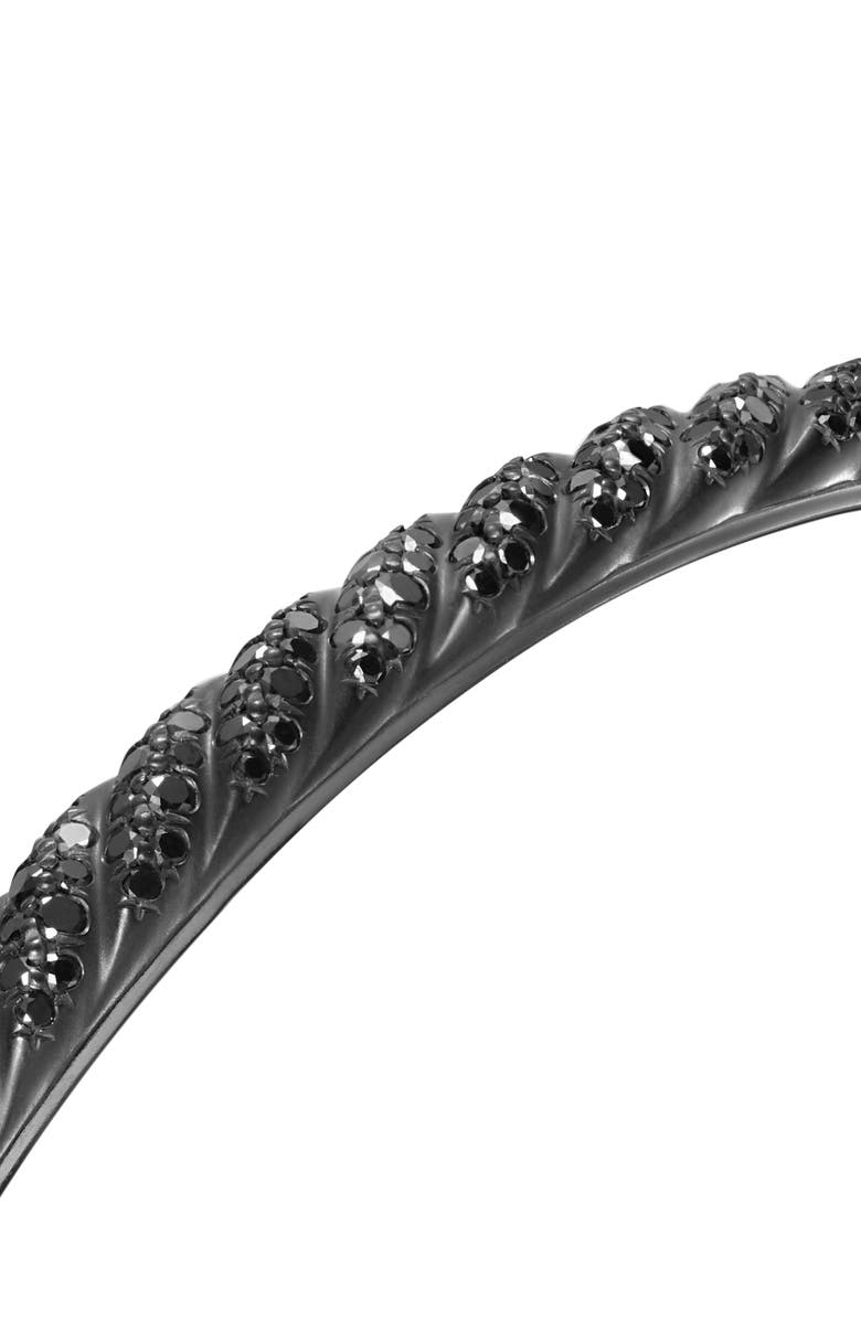 David Yurman Men's Sculpted Cable Cuff Bracelet in Black Titanium & Black Diamonds, 5.5mm, Alternate, color, Black Titanium