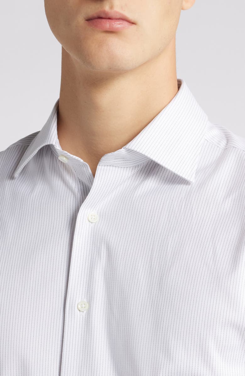 Canali Regular Fit Pinstripe Stretch Cotton Dress Shirt, Alternate, color, 