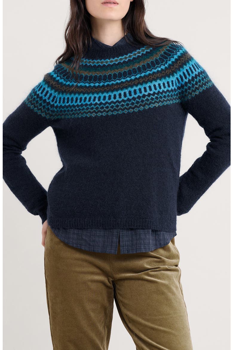 Annik Fair Isle Wool & Mohair Blend Sweater, Main, color, KNIT MODERNIST CYAN MULTI