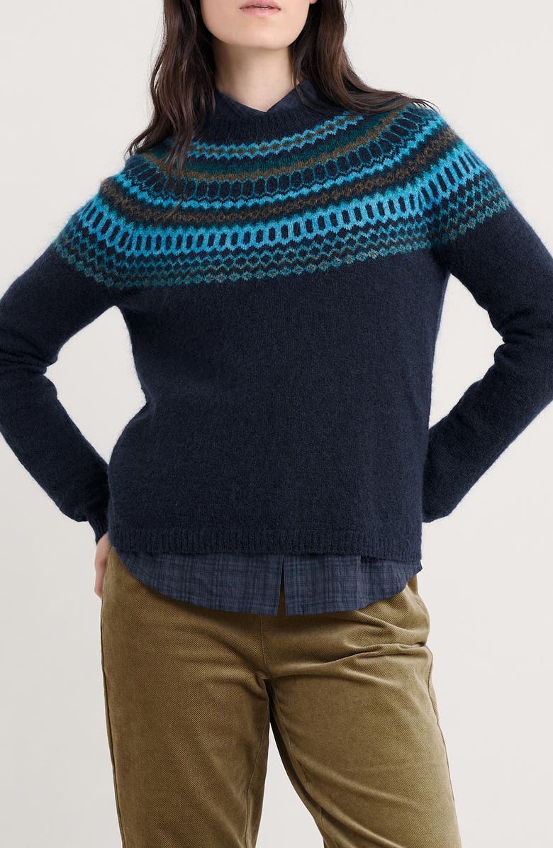 Seasalt Cornwall Annik Fair Isle Wool & Mohair Blend Sweater, Main, color, Knit Modernist Cyan Multi
