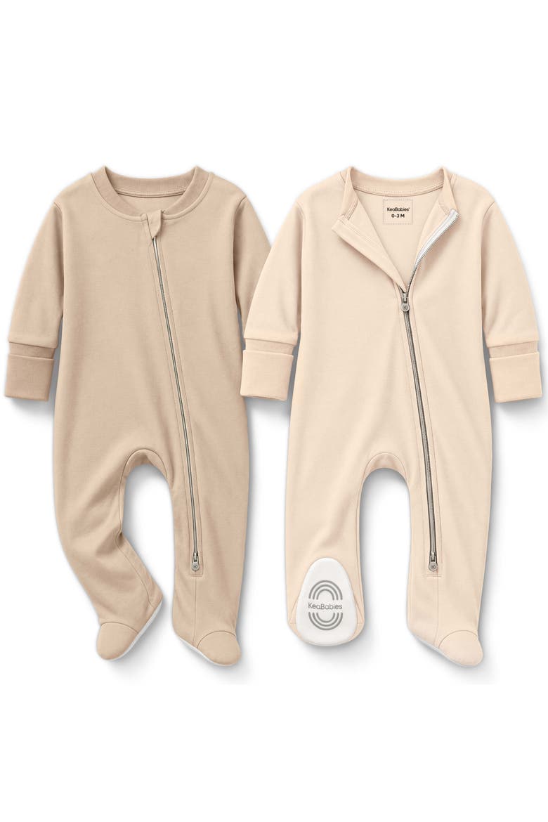 2-Pack Soothe Baby Sleep & Play Footies, Main, color, Ecru