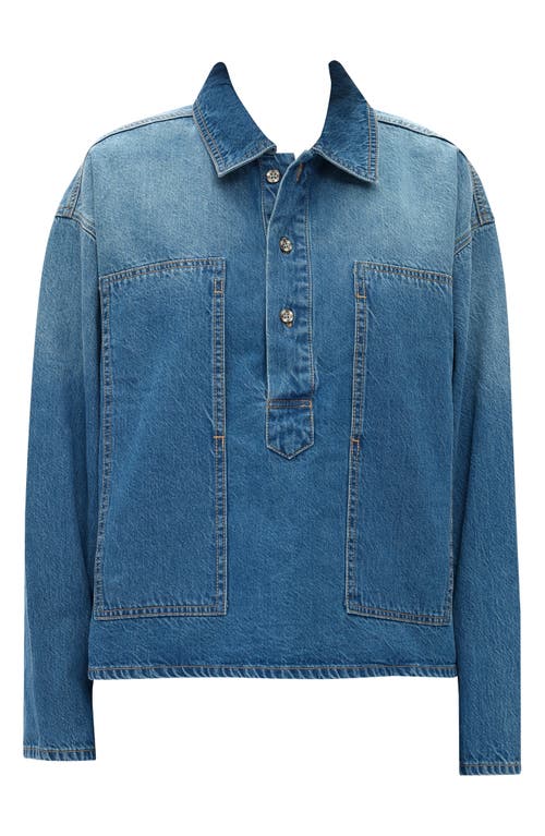 Bayeas Relaxed Ombé Denim Popover Shirt In Blue