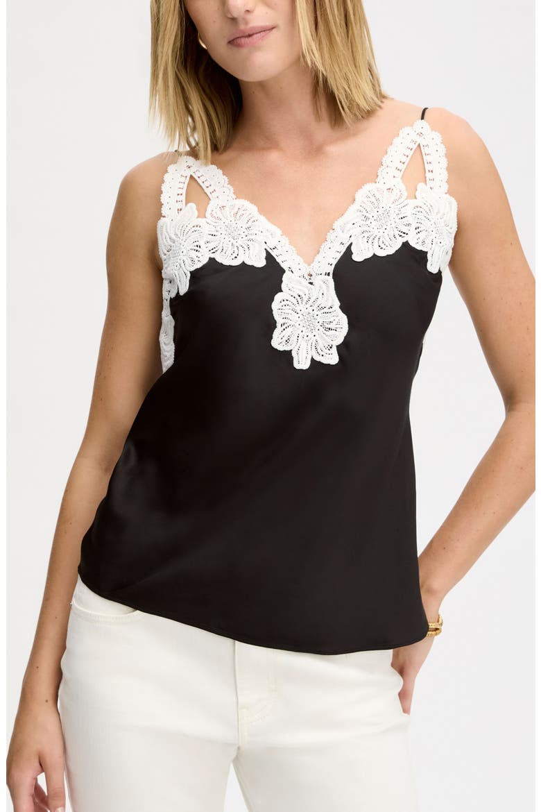 Lace Trim Top, Main, color, TRUE BLACK