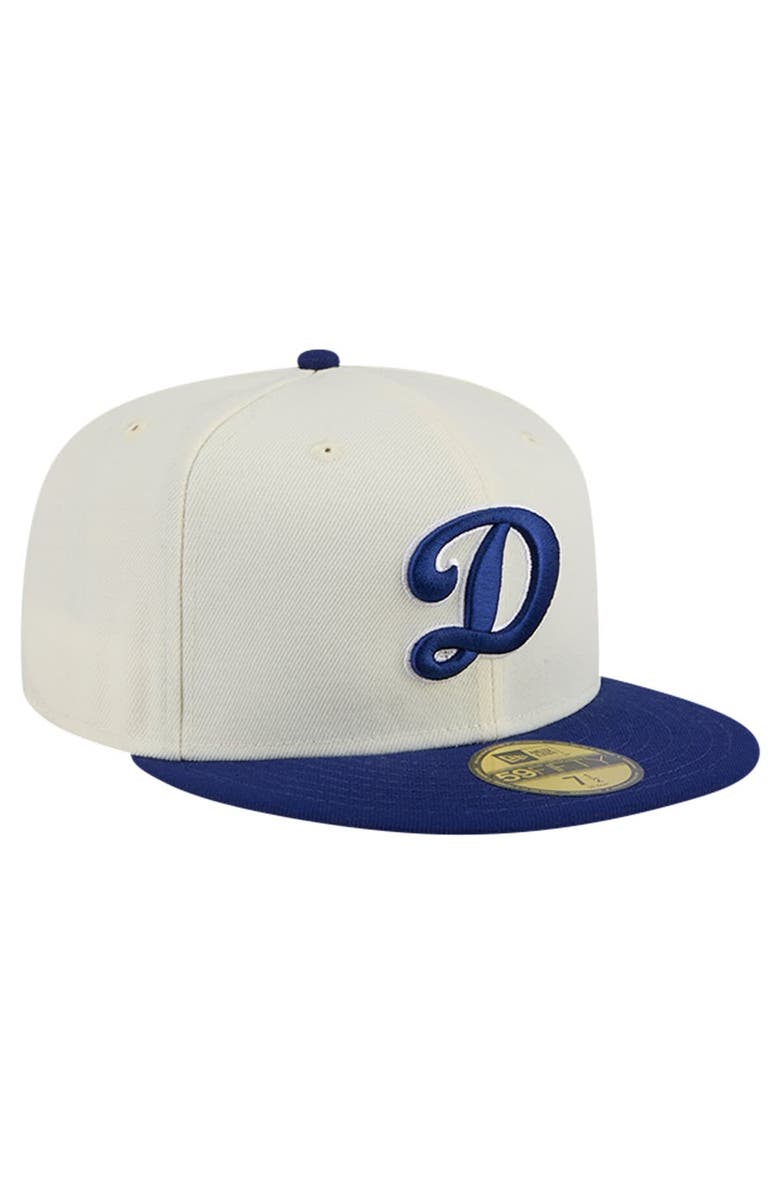 New Era Men's New Era Cream Los Angeles Dodgers Evergreen Chrome 59FIFTY Fitted Hat, Alternate, color, 