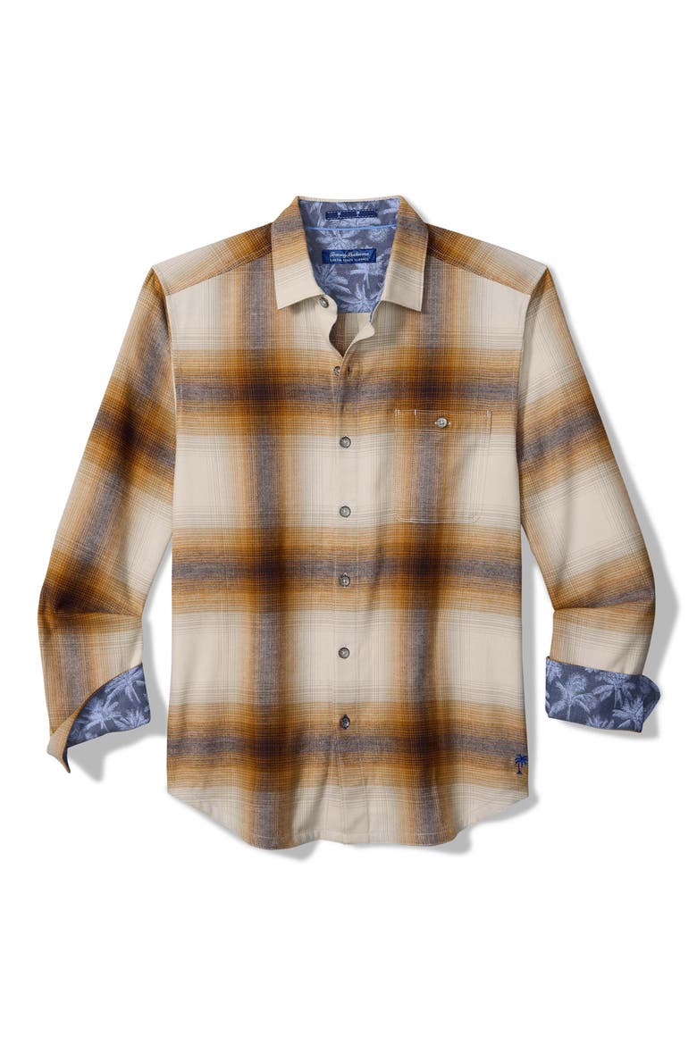 Canyon Beach Orcas Ombré Plaid Cotton Flannel Button-Up Shirt, Main, color, TANDORI