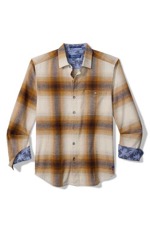 Canyon Beach Orcas Ombré Plaid Cotton Flannel Button-Up Shirt
