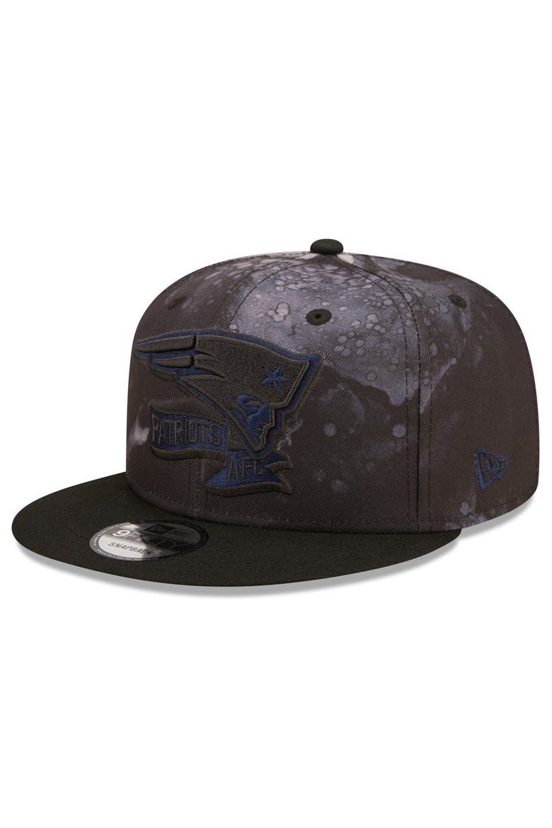 Men's New Era Black New England Patriots Ink Dye 2022 Sideline 9FIFTY Snapback Hat, Alternate, color, Black