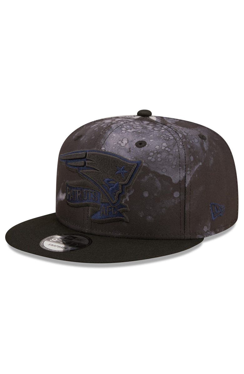 New Era Men's New Era Black New England Patriots Ink Dye 2022 Sideline 9FIFTY Snapback Hat, Alternate, color, 