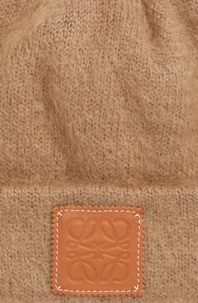 Loewe Mohair & Wool Blend Logo Patch Beanie, Alternate, color,