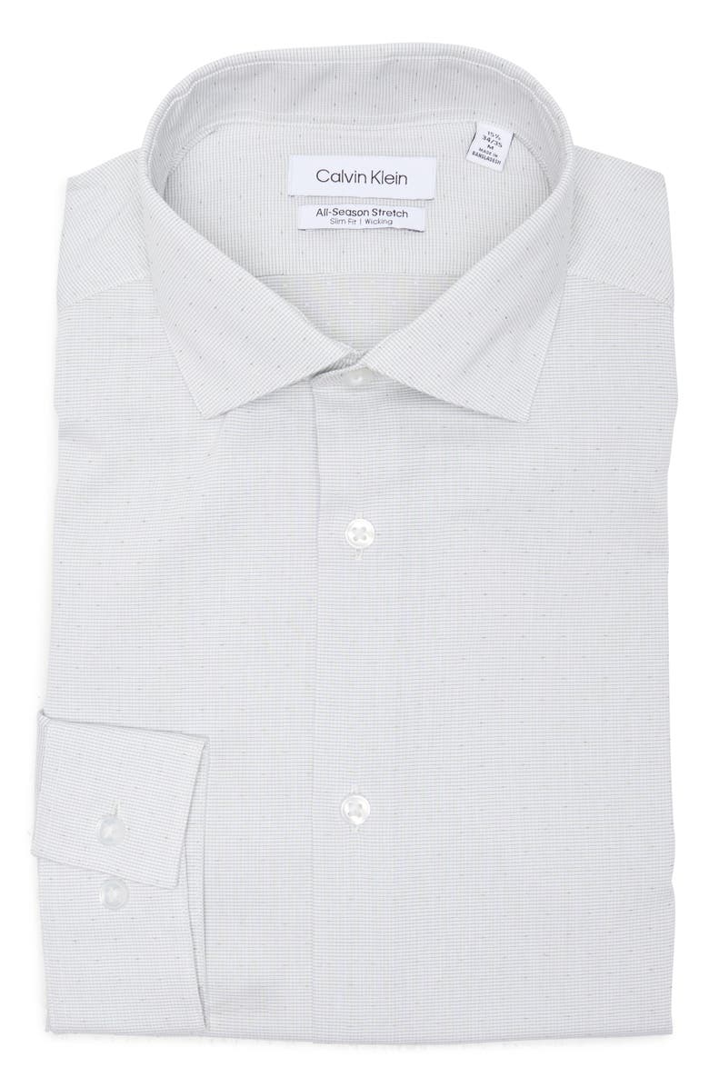 Calvin Klein Slim Fit Stretch Cotton Dress Shirt, Alternate, color, Green