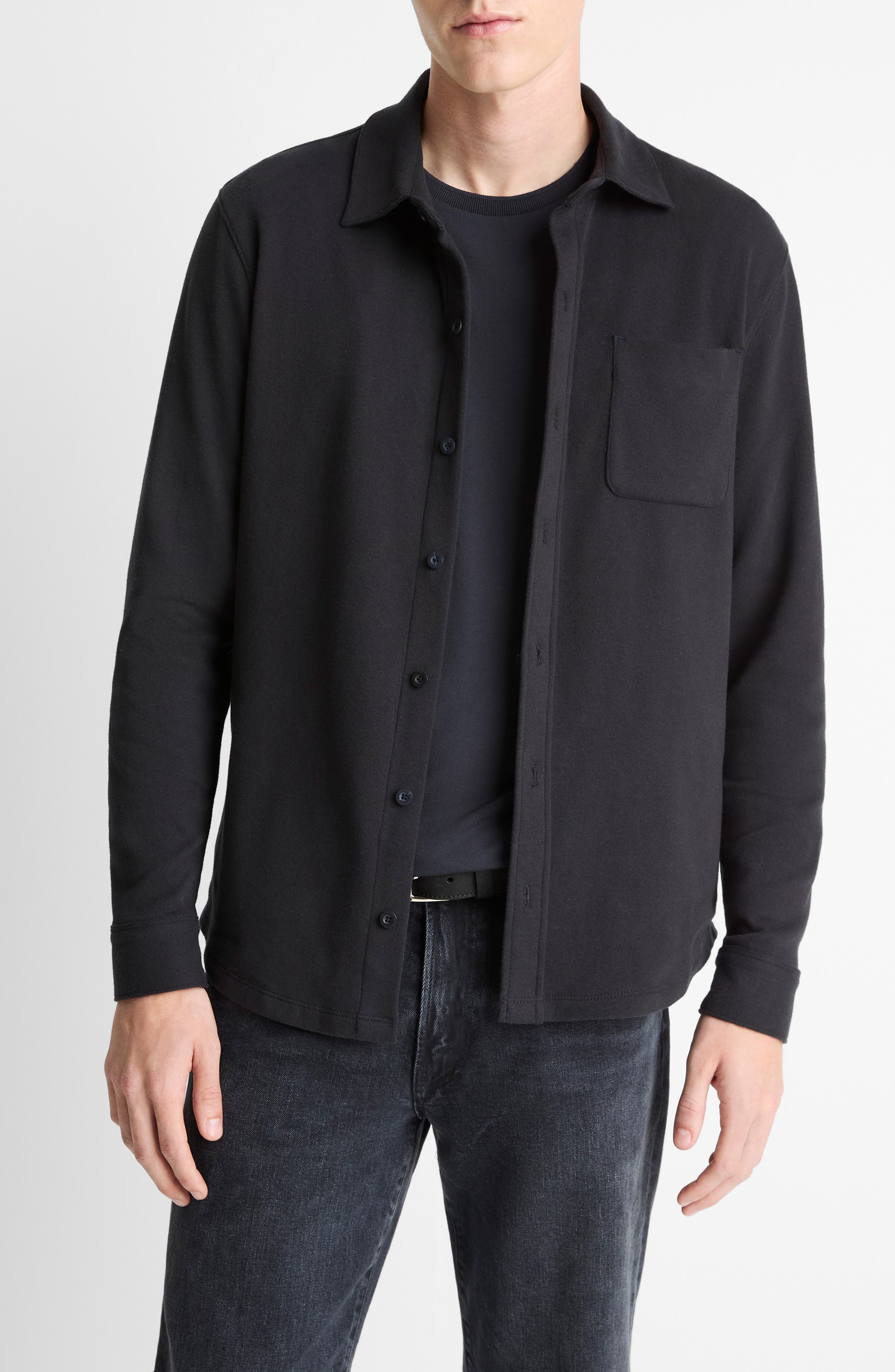 Knit Button-Up Shirt Jacket